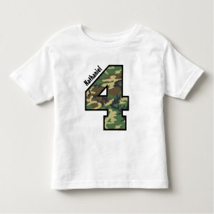 4th Birthday Boy Camo Four Year Custom Name V007D Toddler T-shirt