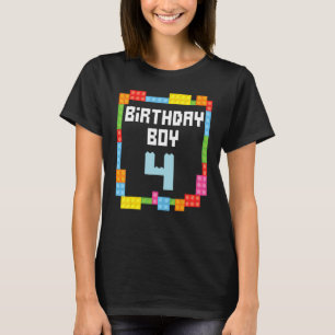 4th birthday Boy master builder 4 years old block T-Shirt