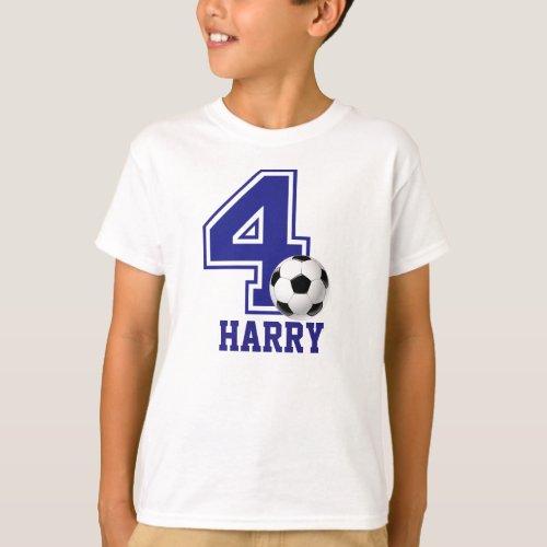 4th Birthday boy soccer personalized T_Shirt
