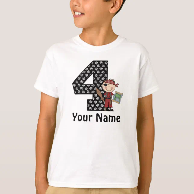 Kids 4th Birthday Pirate Gift T-Shirt for 4 Year Old Boys