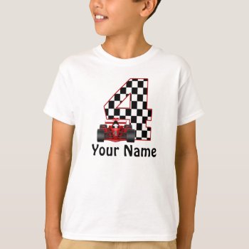4th Birthday Boys Race Car T-shirt by mybabytee at Zazzle