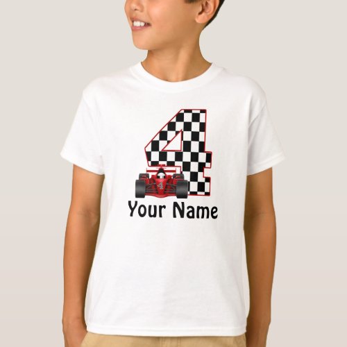 4th Birthday Boys Race Car T_Shirt