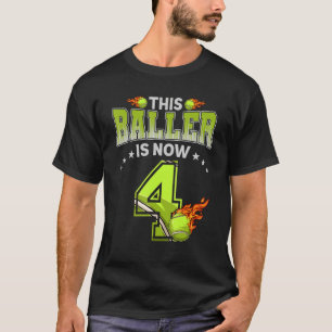 4th Birthday Boys Tennis Player 4 Years Old Kids B T-Shirt