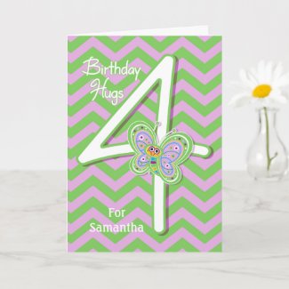 4th Birthday Butterfly Hugs Custom