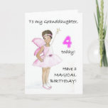 4th Birthday Card for a Granddaughter<br><div class="desc">A 4th Birthday Card for a granddaughter,  with a black fairy in a pink dress,  from a watercolour illustration by Judy Adamson. Please feel free to customise the inside message and contact me through my store if you would like changes to the front cover.</div>