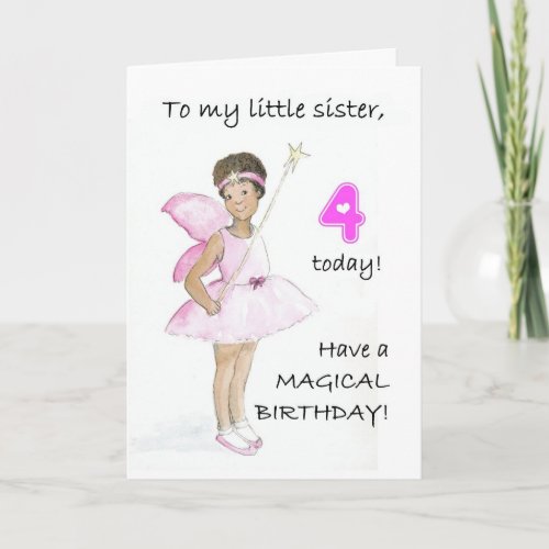 4th Birthday Card for a Little Sister