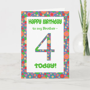 4th Birthday Card for Brother, Bright and Bubbly