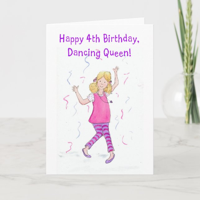 4th Birthday Card for Girl (Front)
