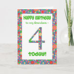 4th Birthday Card for Grandson, Bright and Bubbly<br><div class="desc">A 4th birthday card for a Grandson,  with a bright and bubbly patterned number and border.  You can change the inside message if you wish.</div>