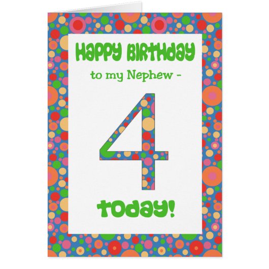 4th Birthday Card for Nephew, Bright and Bubbly (Front)