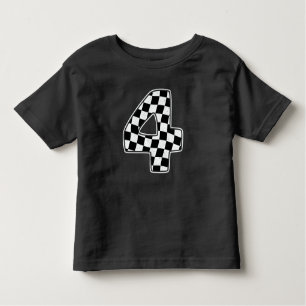 4th Birthday Checkered Number 4 Car Racing Flag  Toddler T-shirt