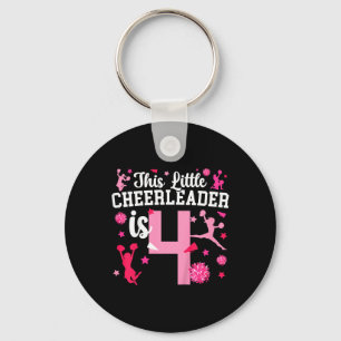 4th Birthday Cheerleading Girl Four Year Old Cheer Keychain