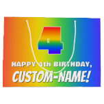 [ Thumbnail: 4th Birthday: Colorful, Fun Rainbow Pattern # 4 Gift Bag ]