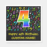 [ Thumbnail: 4th Birthday - Colorful Music Symbols, Rainbow 4 Napkins ]