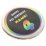 [ Thumbnail: 4th Birthday: Colorful Rainbow # 4, Custom Name ]