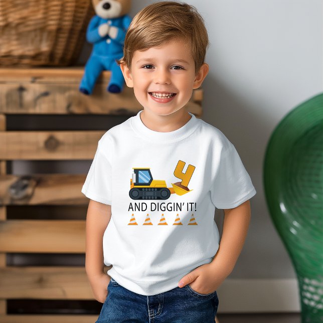4th Birthday Construction T-Shirt – Yellow Dump  (Birthday Boy Tee)