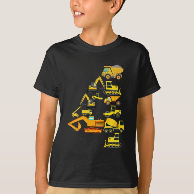 4th Birthday Construction Trucks For 4 Year Old  T-Shirt (Front)