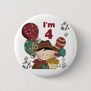 4th Birthday Cowboy Tshirts and Gifts Pinback Button