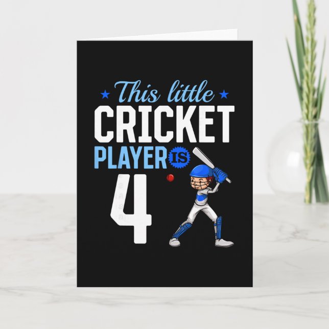 4th Birthday Cricket Player  Card (Front)