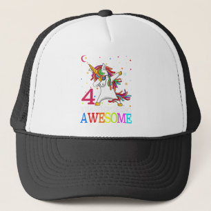 4th Birthday Dabbing Unicorn Party Gift Trucker Hat