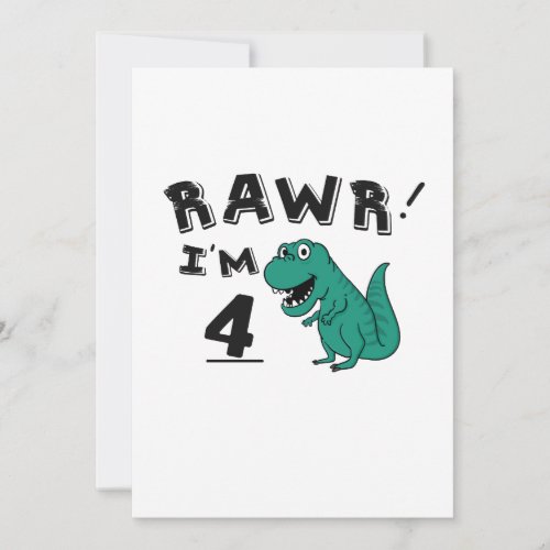 4th Birthday Dinosaur Gift for 4 Year Old Kids Card