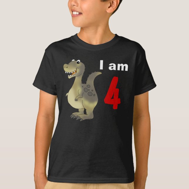 4th birthday dinosaur gift idea T-Shirt (Front)