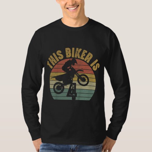 4th Birthday Dirt Bike Motocross 4 Year Old Bday P T_Shirt