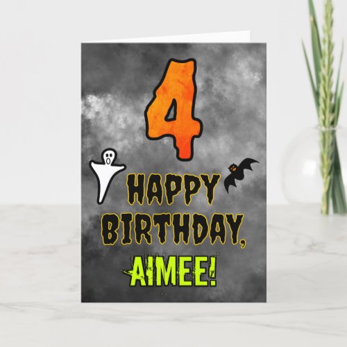 4th Birthday Eerie Halloween Theme  Custom Name Card