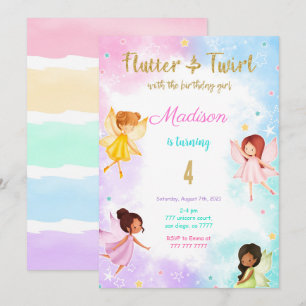 4th Birthday Fairy Birthday Party Invitation