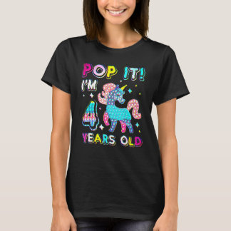 4th Birthday Fidget Toy Pop It Birthday Girl 4 Yea T-Shirt
