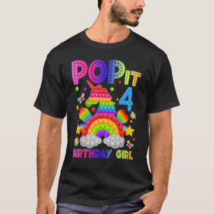 4th Birthday Fidget Toy Pop It Birthday Girl 4 Yea T-Shirt
