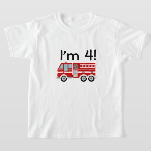 4th Birthday Fire Engine T_Shirt