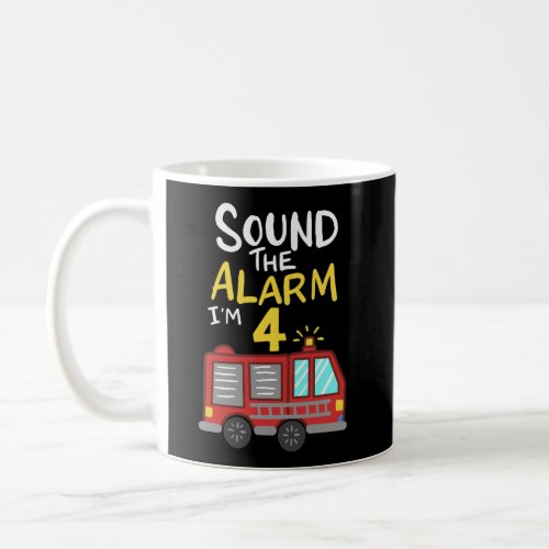 4Th Birthday Fire Truck Firefighter Coffee Mug