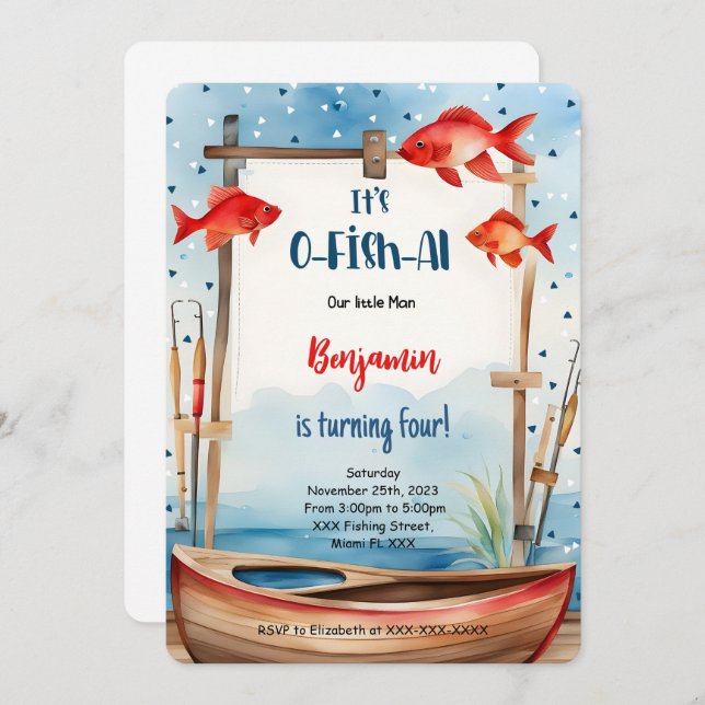 4th Birthday Fishing Invitation (Front/Back)