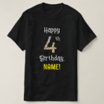 [ Thumbnail: 4th Birthday: Floral Flowers Number “4” + Name T-Shirt ]