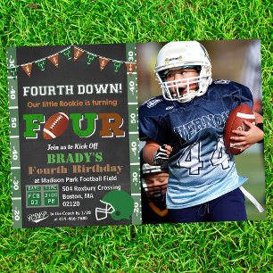 4th Birthday Football Birthday Party Invitation