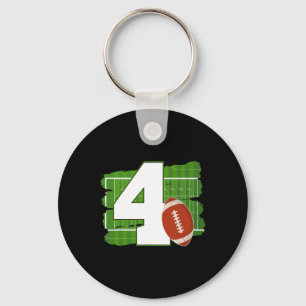 4th Birthday Football Theme 4 Year Old Football Lo Keychain