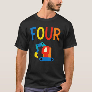 4th Birthday Four 4 Years Old Boy Construction Tru T-Shirt