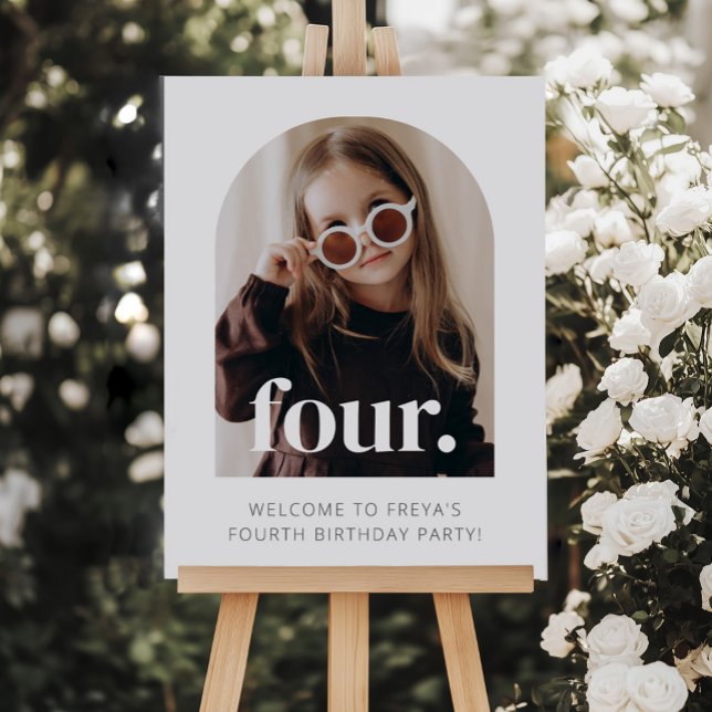 4th Birthday Four Arched Photo Welcome Sign (Zazzle 4th Birthday Four Arched Photo Welcome Sign)