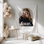 4th Birthday Four Arched Photo Welcome Sign Tapestry<br><div class="desc">This welcome sign features your child's photo in a boho arch shaped frame with the word 'four.' placed over the top. Perfect for setting the tone at your celebration, this personalized sign brings a warm, stylish touch to your party décor. Effortlessly charming and easy to customize, it's a beautiful keepsake...</div>