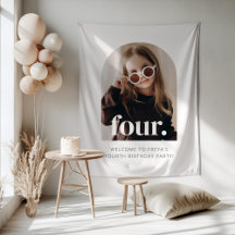 4th Birthday Four Arched Photo Welcome Sign