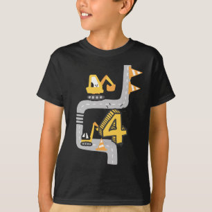 4th birthday four year old excavator birthday gift T-Shirt