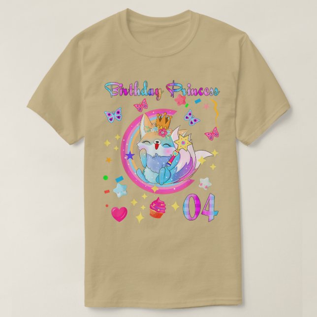 4th birthday Fox Lover 4 year old Gift Birthday Pr T-Shirt (Design Front)