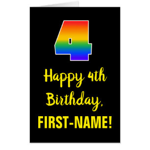 4th Birthday: Fun, Colorful, Happy, Rainbow # 4 Card