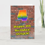 [ Thumbnail: 4th Birthday: Fun Graffiti-Inspired Rainbow 4 Card ]