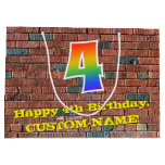 [ Thumbnail: 4th Birthday: Fun, Graffiti-Inspired Rainbow # 4 Gift Bag ]