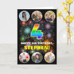 [ Thumbnail: 4th Birthday: Fun Rainbow #, Custom Name & Photos Card ]