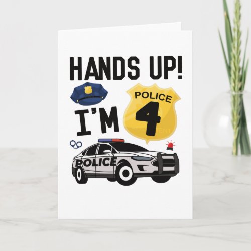 4th Birthday Gift Police Officer 4 Year Old Boy Card