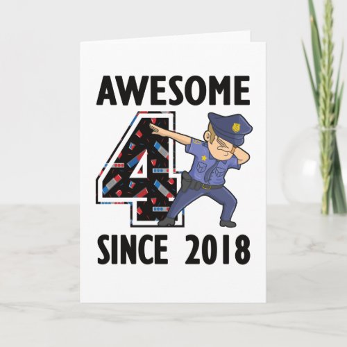 4th Birthday Gift Police Officer Boy Born in 2018 Card