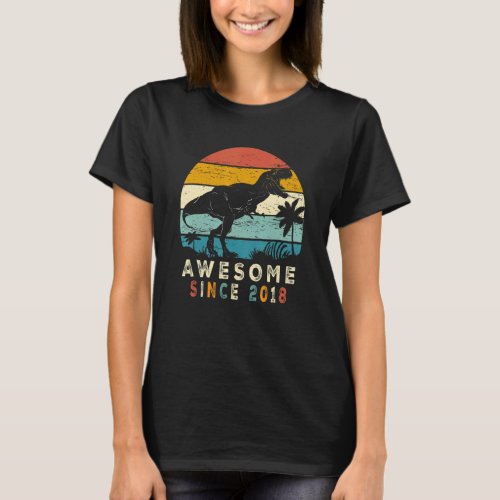 4th Birthday Gifts Dinosaur 4 Year Old Awesome Sin T_Shirt